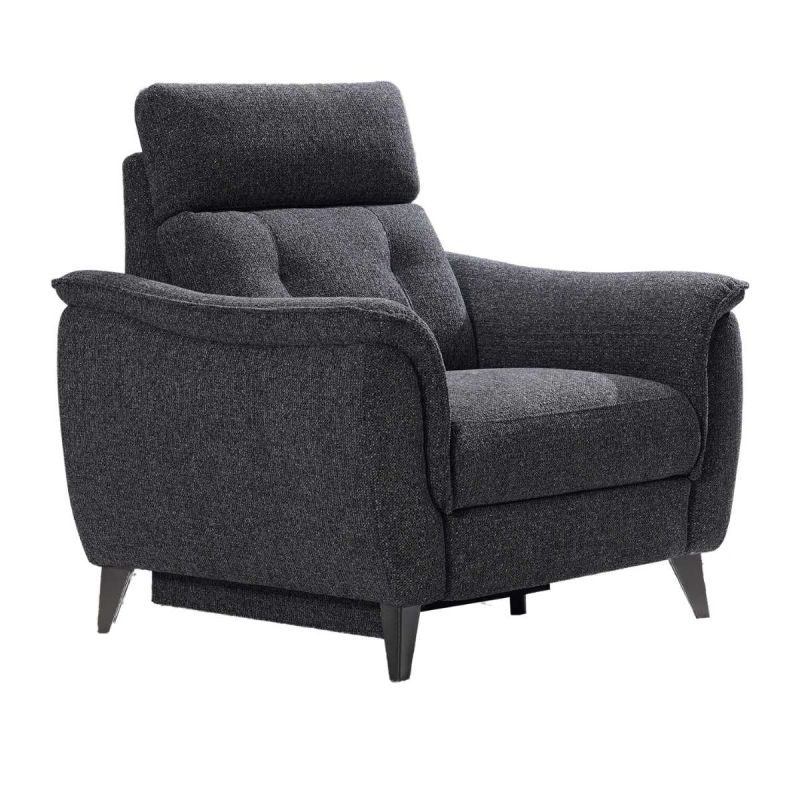 Fauteuil relax électrique tissu polyester gris carbone - PLYM