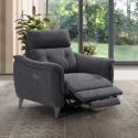 Fauteuil relax électrique tissu polyester gris carbone - PLYM