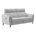 Canapé 3 places relax électrique tissu polyester chiné gris galet - PLYM Canapé 3 places relax électrique tissu polyester chiné gris galet - PLYM
