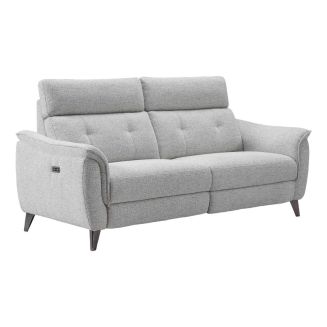 Canapé 3 places relax électrique tissu polyester chiné gris galet - PLYM