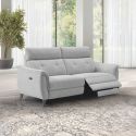 Canapé 3 places relax électrique tissu polyester chiné gris galet - PLYM Canapé 3 places relax électrique tissu polyester chiné gris galet - PLYM