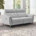 Canapé 3 places relax électrique tissu polyester chiné gris galet - PLYM Canapé 3 places relax électrique tissu polyester chiné gris galet - PLYM