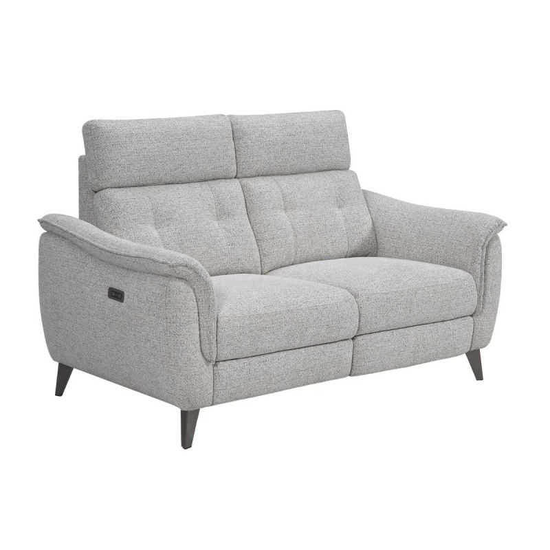 Canapé 2 places relax électrique tissu polyester polyester chiné gris galet - PLYM Canapé 2 places relax électrique tissu polyester polyester chiné gris galet - PLYM