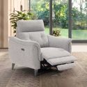 Fauteuil relax électrique tissu polyester gris galet - PLYM