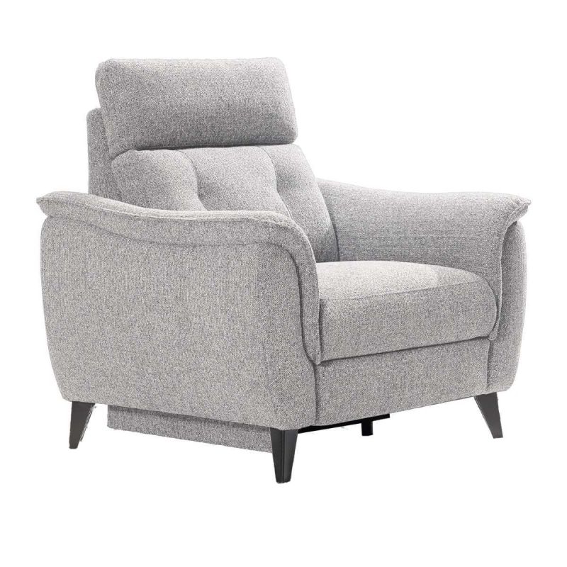 Fauteuil relax électrique tissu polyester gris galet - PLYM