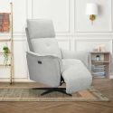 Fauteuil relax électrique pivotant bi-moteur tissu polyester gris galet - PLYM