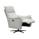 Fauteuil relax électrique pivotant bi-moteur tissu polyester gris galet - PLYM