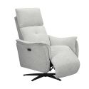 Fauteuil relax électrique pivotant bi-moteur tissu polyester gris galet - PLYM