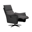 Fauteuil relax électrique pivotant bi-moteur tissu polyester gris carbone - PLYM