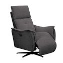 Fauteuil relax électrique pivotant bi-moteur tissu polyester gris carbone - PLYM