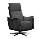 Fauteuil relax électrique pivotant bi-moteur tissu polyester gris carbone - PLYM