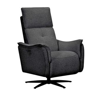 Fauteuil relax électrique pivotant bi-moteur tissu polyester gris carbone - PLYM
