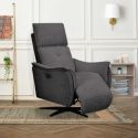 Fauteuil relax électrique pivotant bi-moteur tissu polyester gris carbone - PLYM