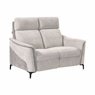 Canapé 2 places fixe tissu maillé ultra doux bicolore gris - SOLLYS