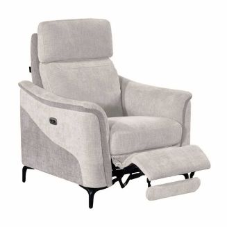 Fauteuil relax électrique tissu maillé ultra doux bicolore gris - SOLLYS