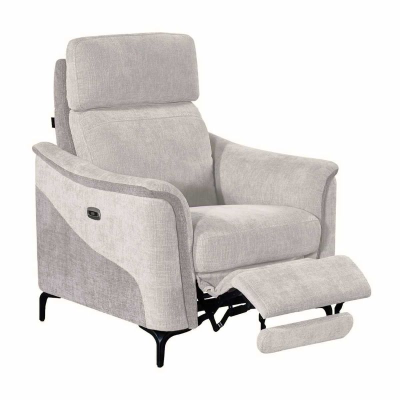 Fauteuil relax électrique tissu maillé ultra doux bicolore gris - SOLLYS
