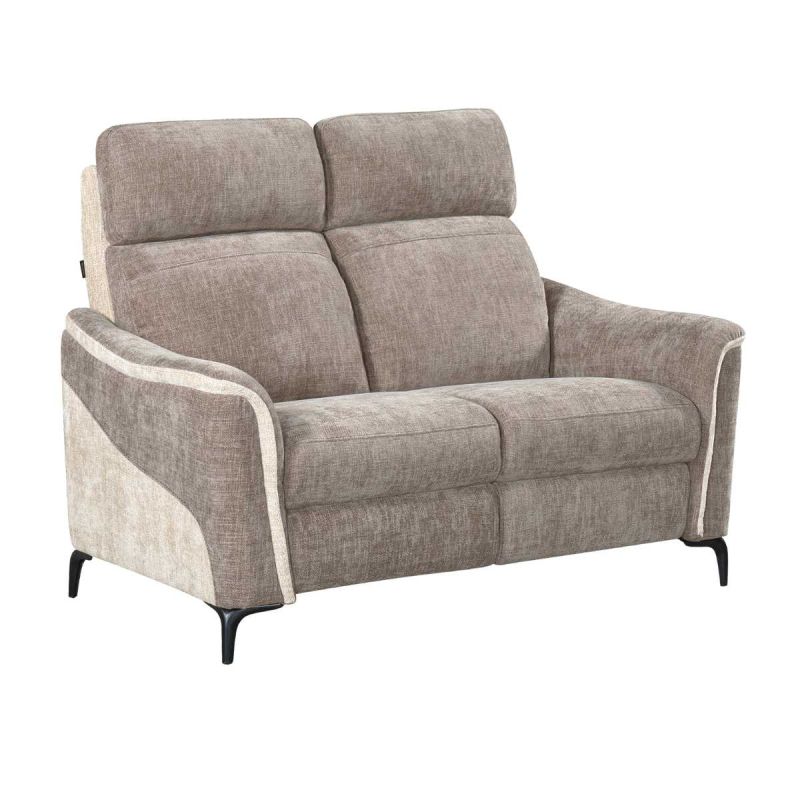 Canapé 2 places fixe tissu maillé ultra doux bicolore moka et beige - SOLLYS Canapé 2 places fixe tissu maillé ultra doux bicolore moka et beige - SOLLYS