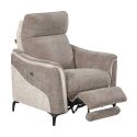Fauteuil relax électrique tissu maillé ultra doux bicolore moka et beige - SOLLYS