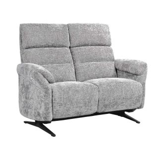 Canapé 2 places relax électrique tissu maillé ultra doux gris - LAMA