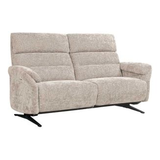 Canapé 3 places relax électrique tissu maillé ultra doux beige - LAMA
