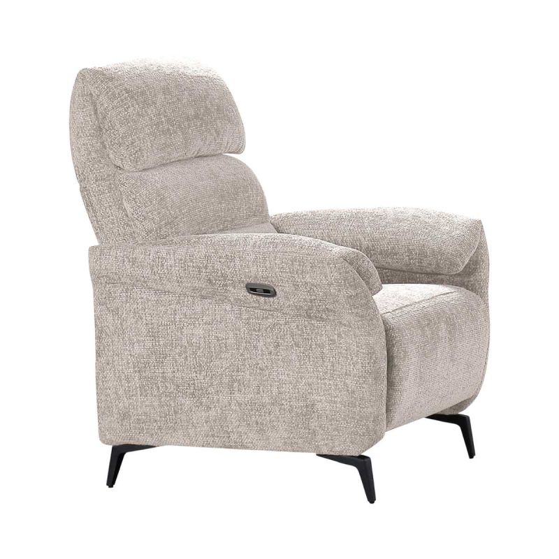 Fauteuil relax électrique tissu maillé ultra doux beige - LAMA