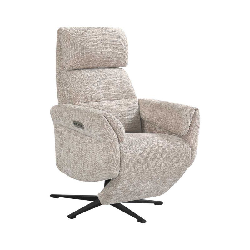 Fauteuil relax électrique pivotant tissu maillé ultra doux beige - LAMA