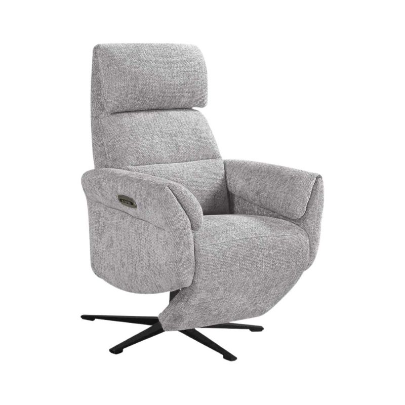 Fauteuil relax électrique pivotant tissu maillé ultra doux gris - LAMA