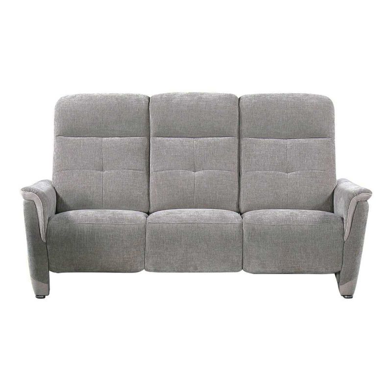 Canapé 3 places relax électrique tissu maillé ultra doux bicolore gris avec tablette centrale - AUSTRAL Canapé 3 places relax électrique tissu maillé ultra doux bicolore gris avec tablette centrale - AUSTRAL
