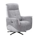 Fauteuil relax électrique pivotant tissu maillé ultra doux bicolore gris - AUSTRAL