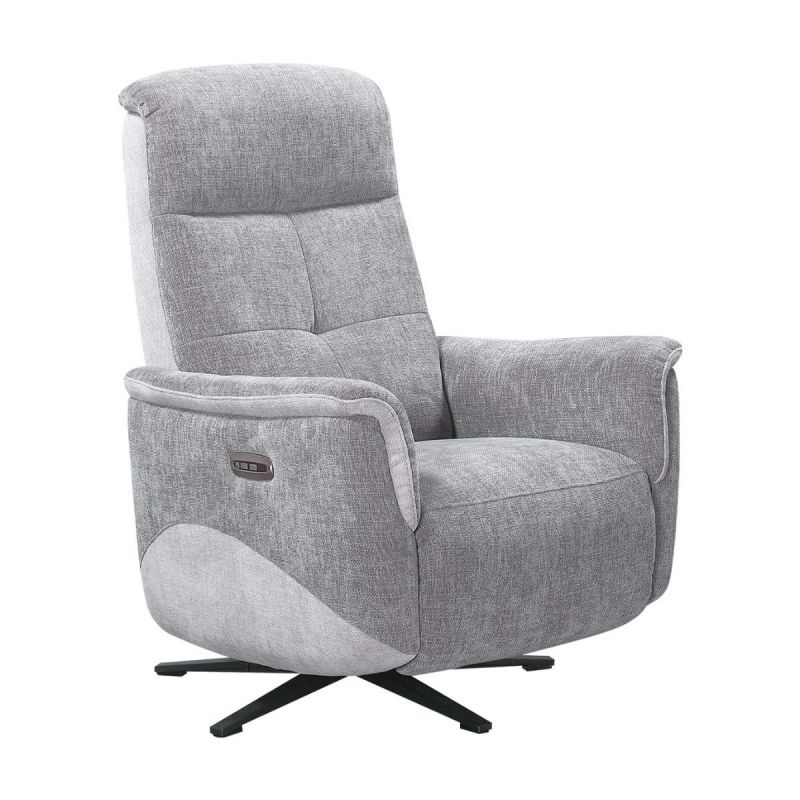 Fauteuil relax électrique pivotant tissu maillé ultra doux bicolore gris - AUSTRAL