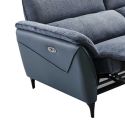 Canapé 3 places relax électrique bi-matière tissu chenillé et PVC bleu - CELESTE Canapé 3 places relax électrique bi-matière tissu chenillé et PVC bleu - CELESTE