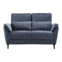 Canapé 2 places relax électrique bi-matière tissu chenillé et PVC bleu - CELESTE Canapé 2 places relax électrique bi-matière tissu chenillé et PVC bleu - CELESTE