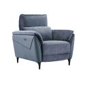 Fauteuil relax électrique bi-matière tissu chenillé et PVC bleu - CELESTE