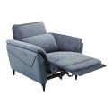 Fauteuil relax électrique bi-matière tissu chenillé et PVC bleu - CELESTE
