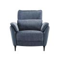 Fauteuil relax électrique bi-matière tissu chenillé et PVC bleu - CELESTE