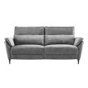 Canapé 3 places relax électrique bi-matière tissu chenillé et PVC gris - CELESTE Canapé 3 places relax électrique bi-matière tissu chenillé et PVC gris - CELESTE