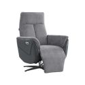 Fauteuil relax électrique pivotant bi-matière tissu chenillé et PVC gris - CELESTE