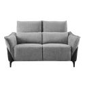 Canapé 2 places relax électrique tissu chenillé bicolore gris et gris carbone - AKENIA Canapé 2 places relax électrique tissu chenillé bicolore gris et gris carbone - AKENIA