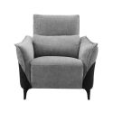 Fauteuil relax électrique tissu chenillé bicolore gris et gris carbone - AKENIA