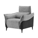 Fauteuil relax électrique tissu chenillé bicolore gris et gris carbone - AKENIA