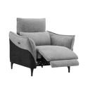 Fauteuil relax électrique tissu chenillé bicolore gris et gris carbone - AKENIA