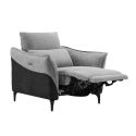 Fauteuil relax électrique tissu chenillé bicolore gris et gris carbone - AKENIA