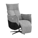 Fauteuil relax électrique pivotant tissu chenillé bicolore gris et gris carbone - AKENIA