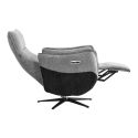 Fauteuil relax électrique pivotant tissu chenillé bicolore gris et gris carbone - AKENIA