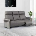Canapé 3 places relax électrique tissu micro grain gris plomb et gris perle avec tablette centrale - SANGY Canapé 3 places relax électrique tissu micro grain gris plomb et gris perle avec tablette centrale - SANGY