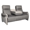 Canapé 3 places relax électrique tissu micro grain gris plomb et gris perle avec tablette centrale - SANGY Canapé 3 places relax électrique tissu micro grain gris plomb et gris perle avec tablette centrale - SANGY