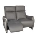 Canapé 2 places relax électrique tissu micro grain gris plomb et gris perle - SANGY Canapé 2 places relax électrique tissu micro grain gris plomb et gris perle - SANGY