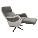Fauteuil relax électrique pivotant tissu micro grain gris plomb et gris perle - SANGY