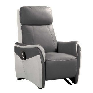 Fauteuil relax électrique releveur tissu micro grain gris plomb et gris perle - SANGY