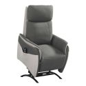 Fauteuil relax électrique releveur tissu micro grain gris plomb et gris perle - SANGY